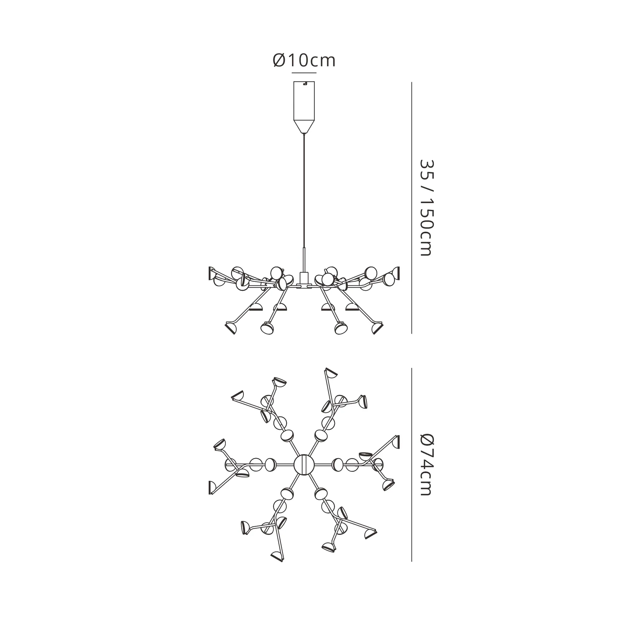 Adn Pendant Round 36 Light 100W LED Black M6417  Mantra Adn Black